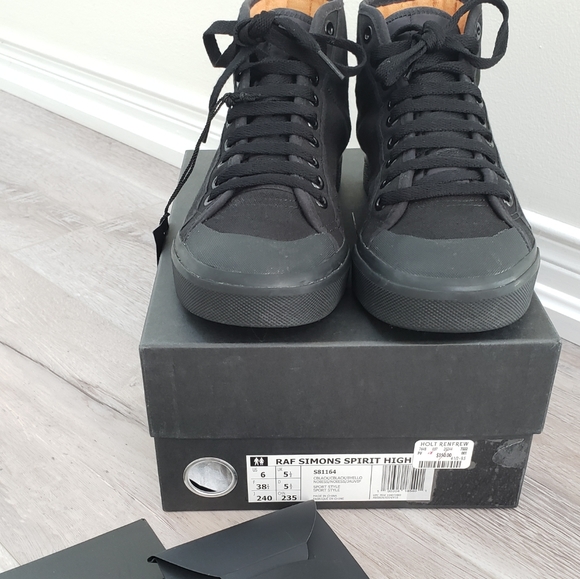 100% Authentic Raf Simons x Adidas Spirit  High Black Sneakers Sz 8 US - Picture 3 of 10